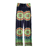 Floral Casual Wide Leg Long Harem Pants High Waist Palazzo Trousers Loose Elastic Waist Plus Size Beach pants New Fashion